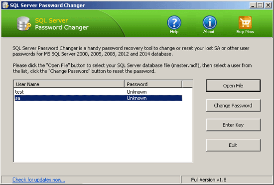 SQL Server Password Recovery