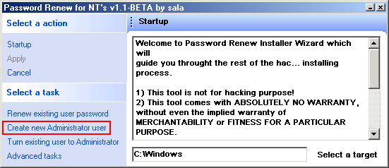 Create new Administrator user