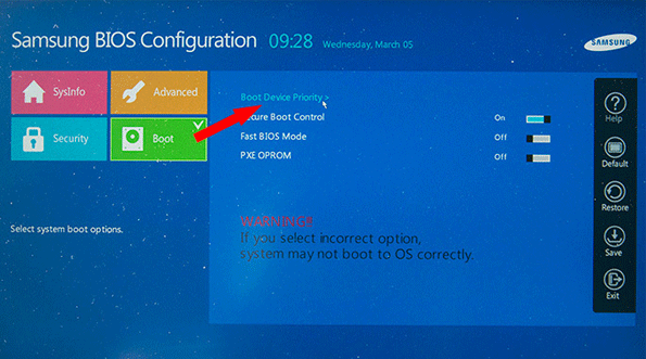 Samsung Boot Device Priority