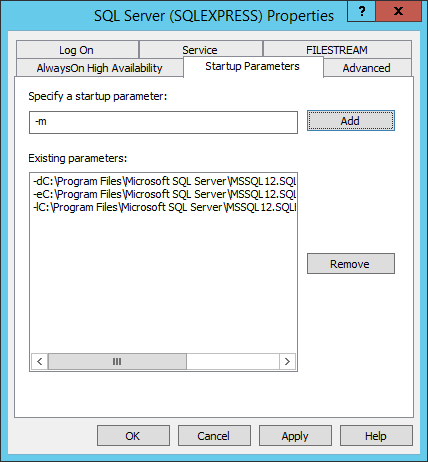 SQL Server 2014/2012 Startup Parameters