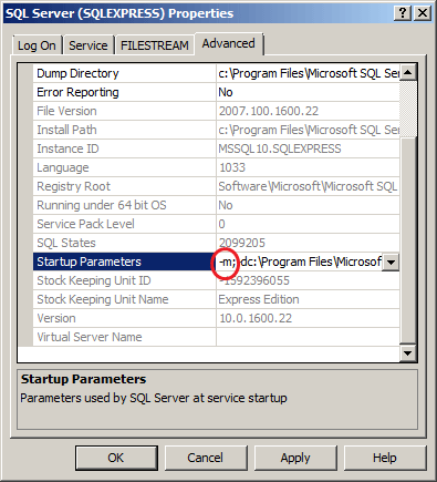 SQL Server 2008/2005 Startup Parameters