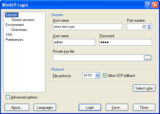 WinSCP Login